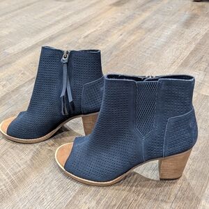 Toms Perforated Navy Ankle Booties